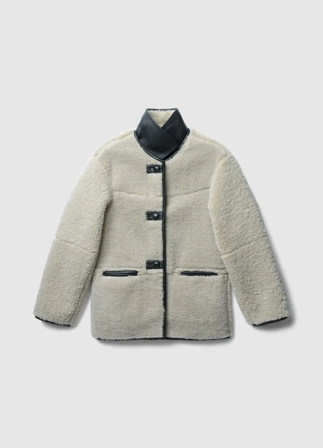 Calliope veste fausse fourrure femme boutons col haut