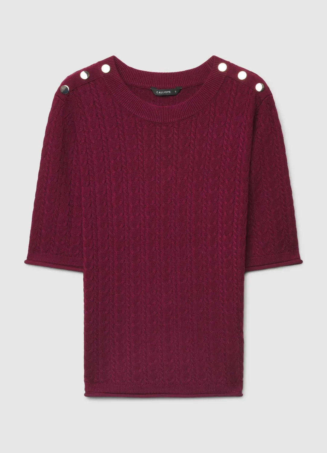 Calliope T-Shirt Maille Tressée Femme Boutons Épaule