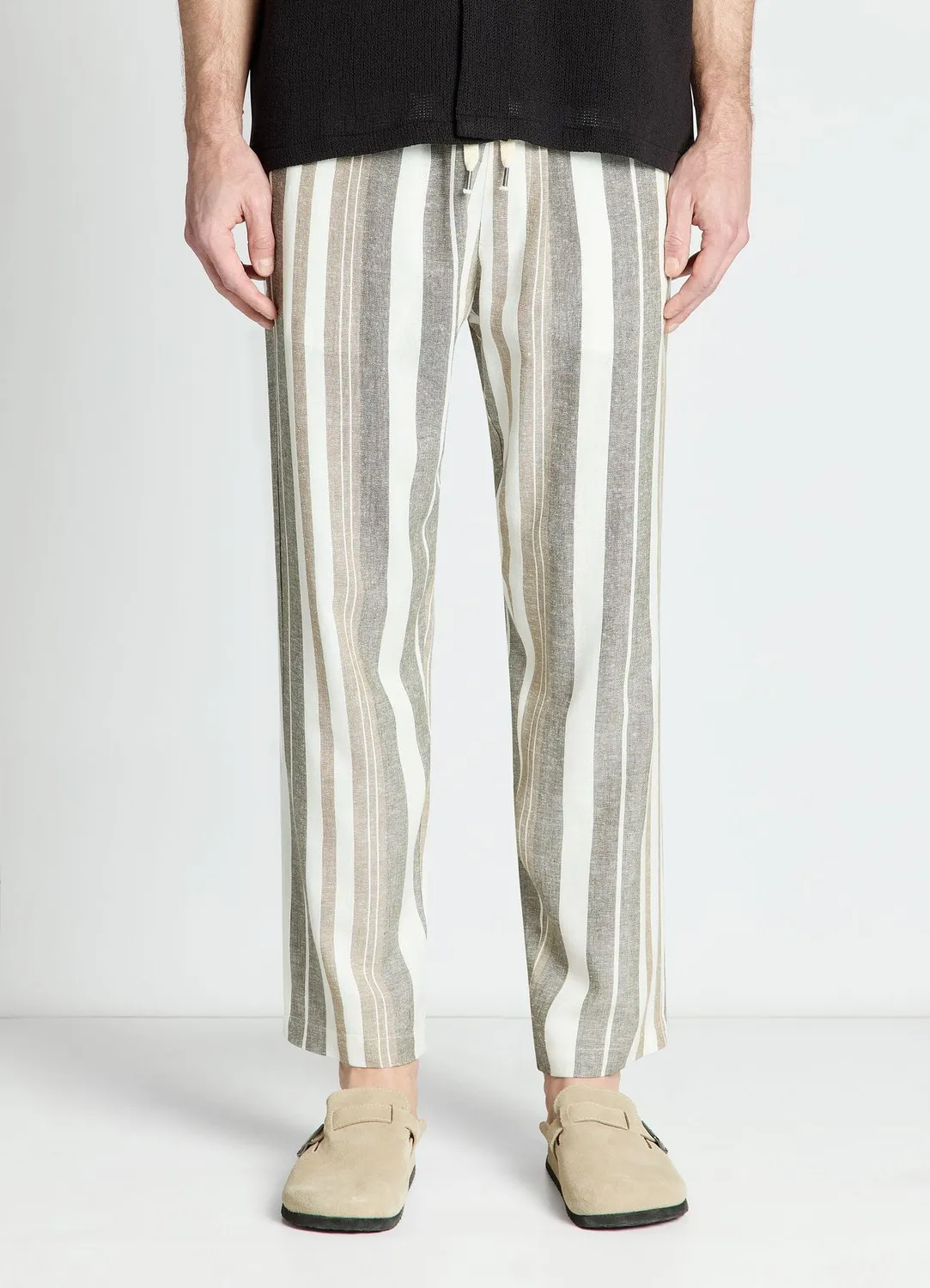 Calliope pantalon jogger homme rayé en lin