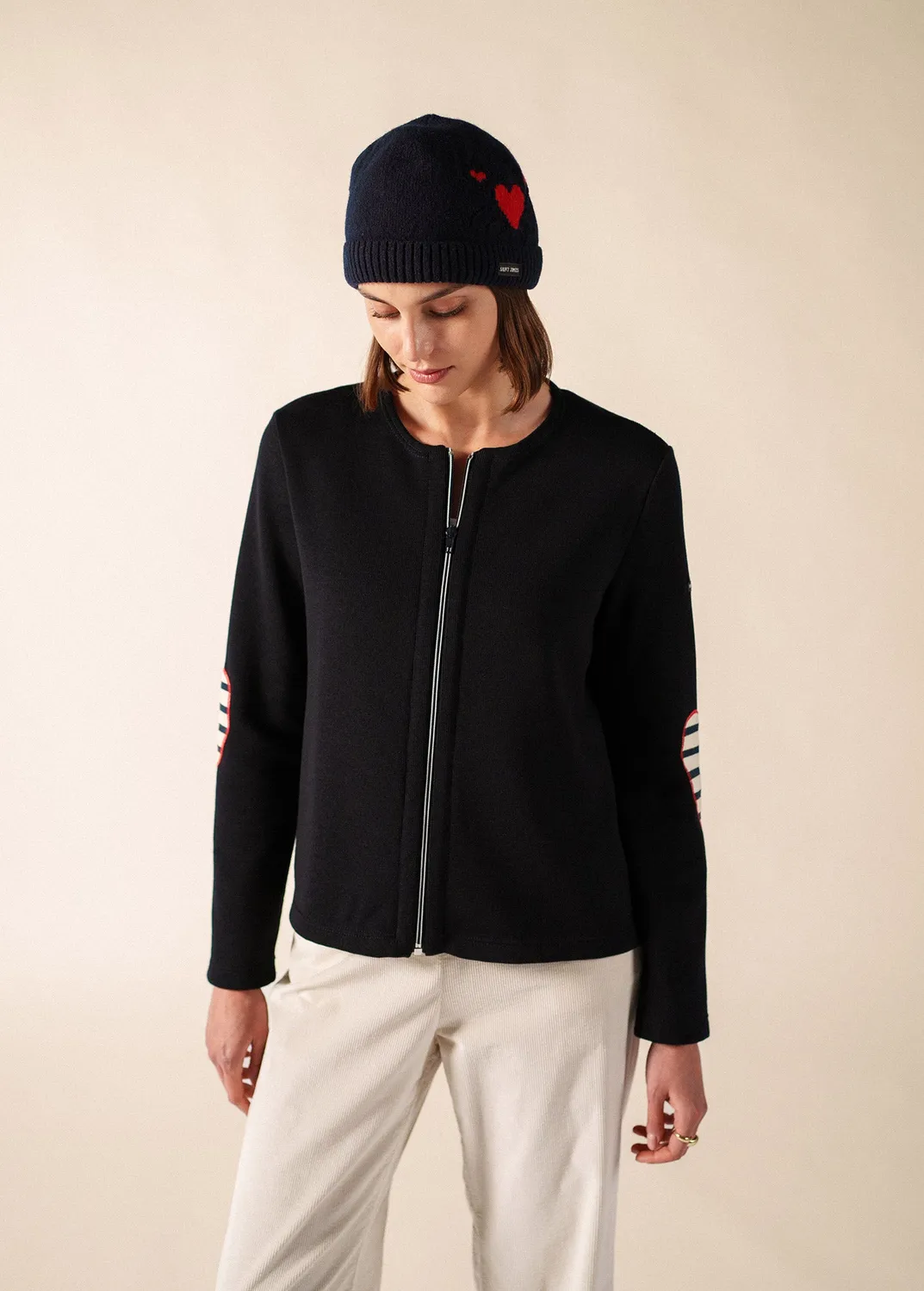 Saint James Portune bonnet navy tulipe 100% laine