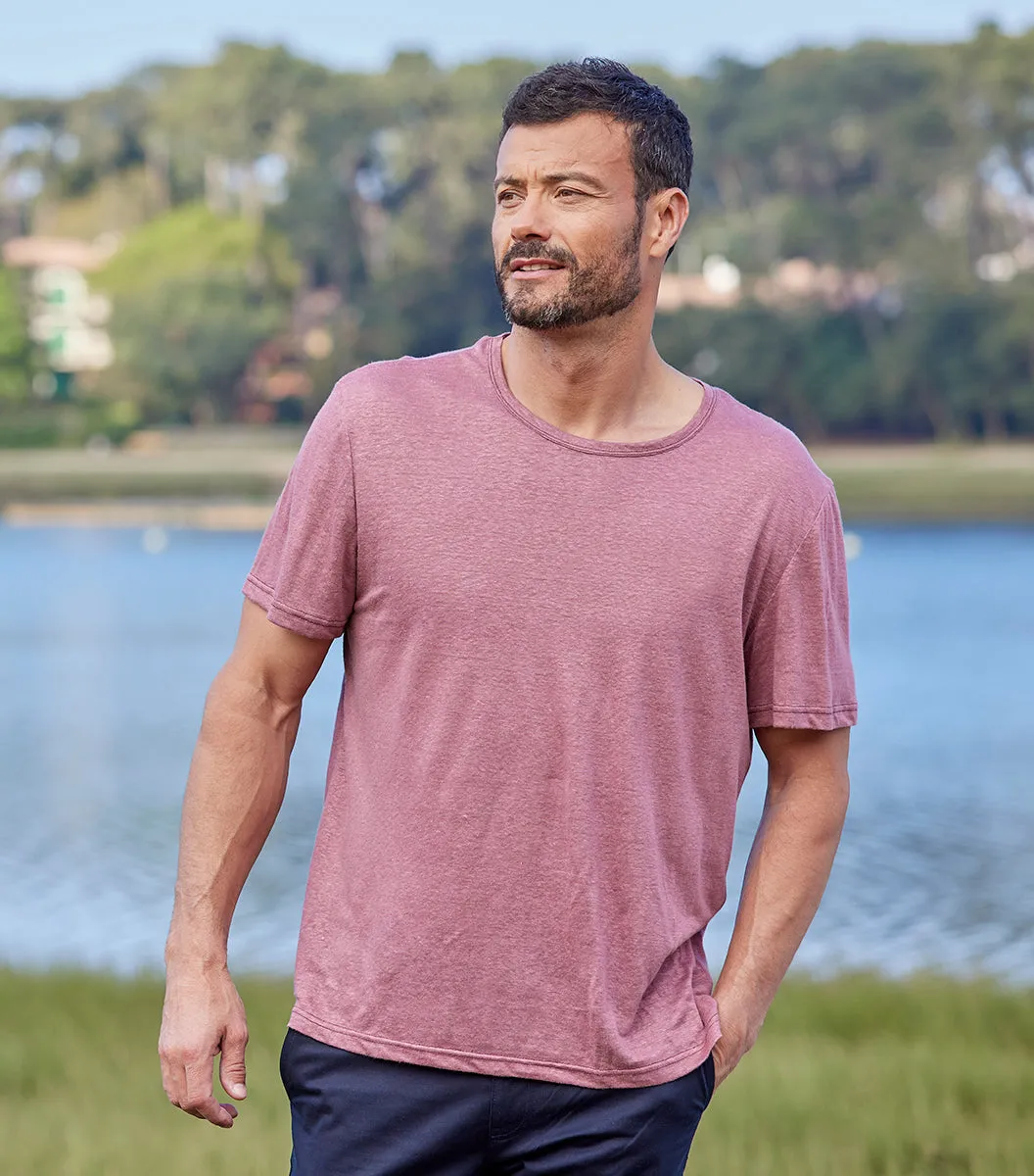Cocorico Intemporel t-shirt homme rose lin respirant
