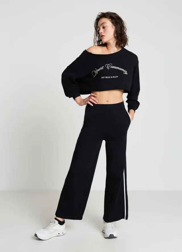 Calliope crop sweat inscription col rond
