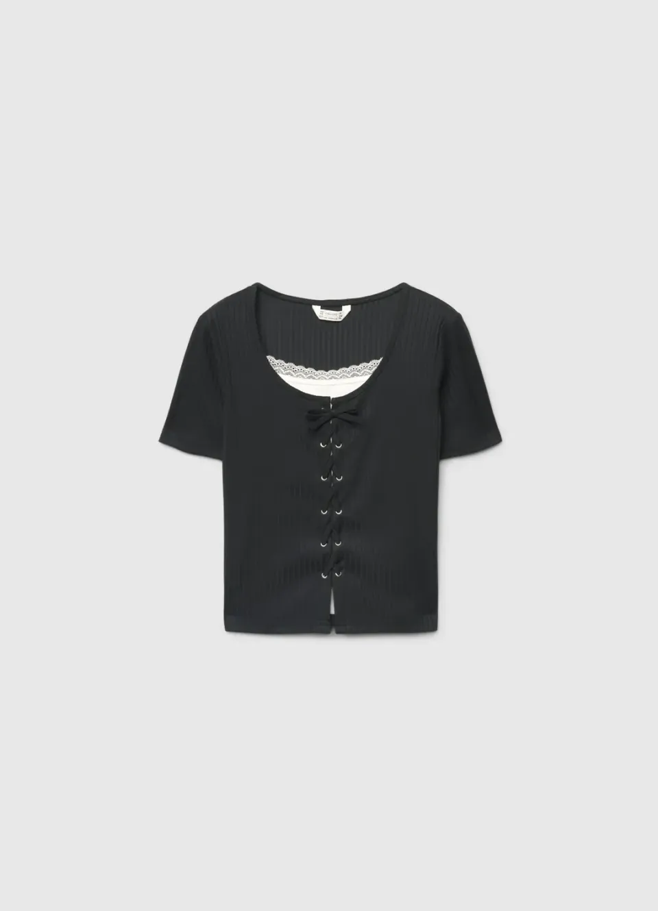 Calliope t-shirt lacets dentelle fille uni
