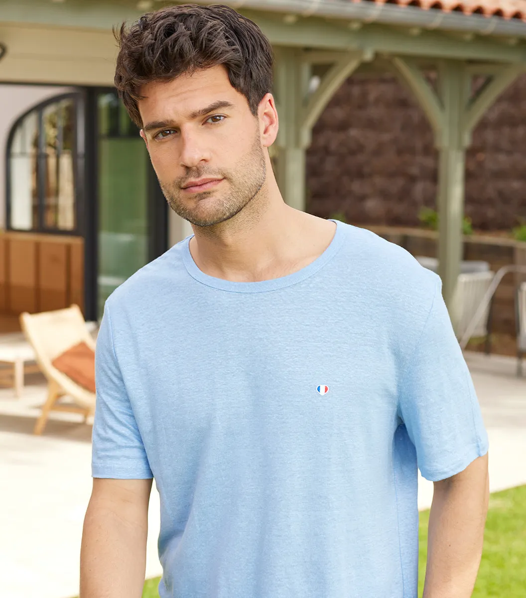 Cocorico Iconique Lin Ciel t-shirt homme bleu ciel 100% lin