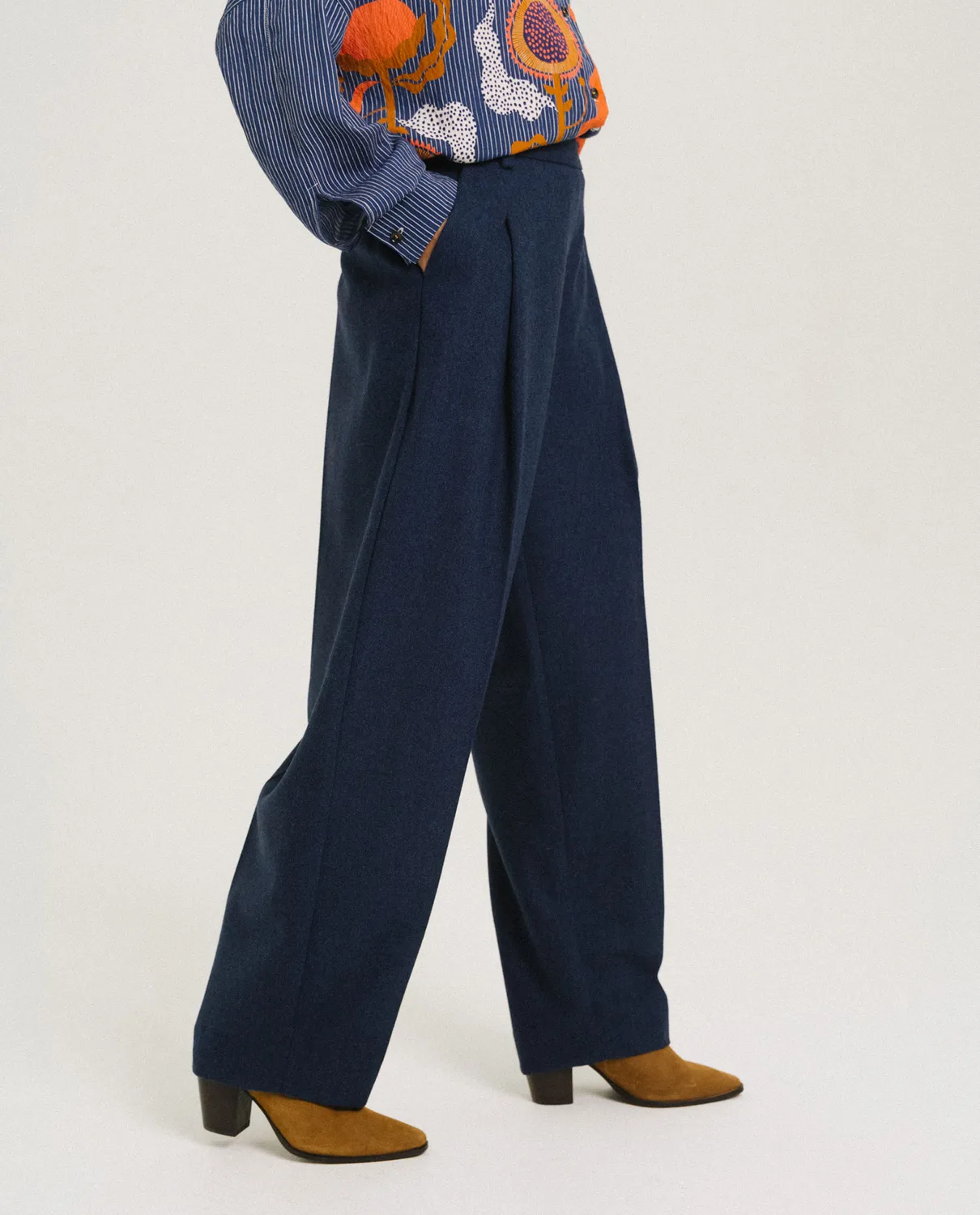 Tinsels Francois pantalon Navy flanelle laine