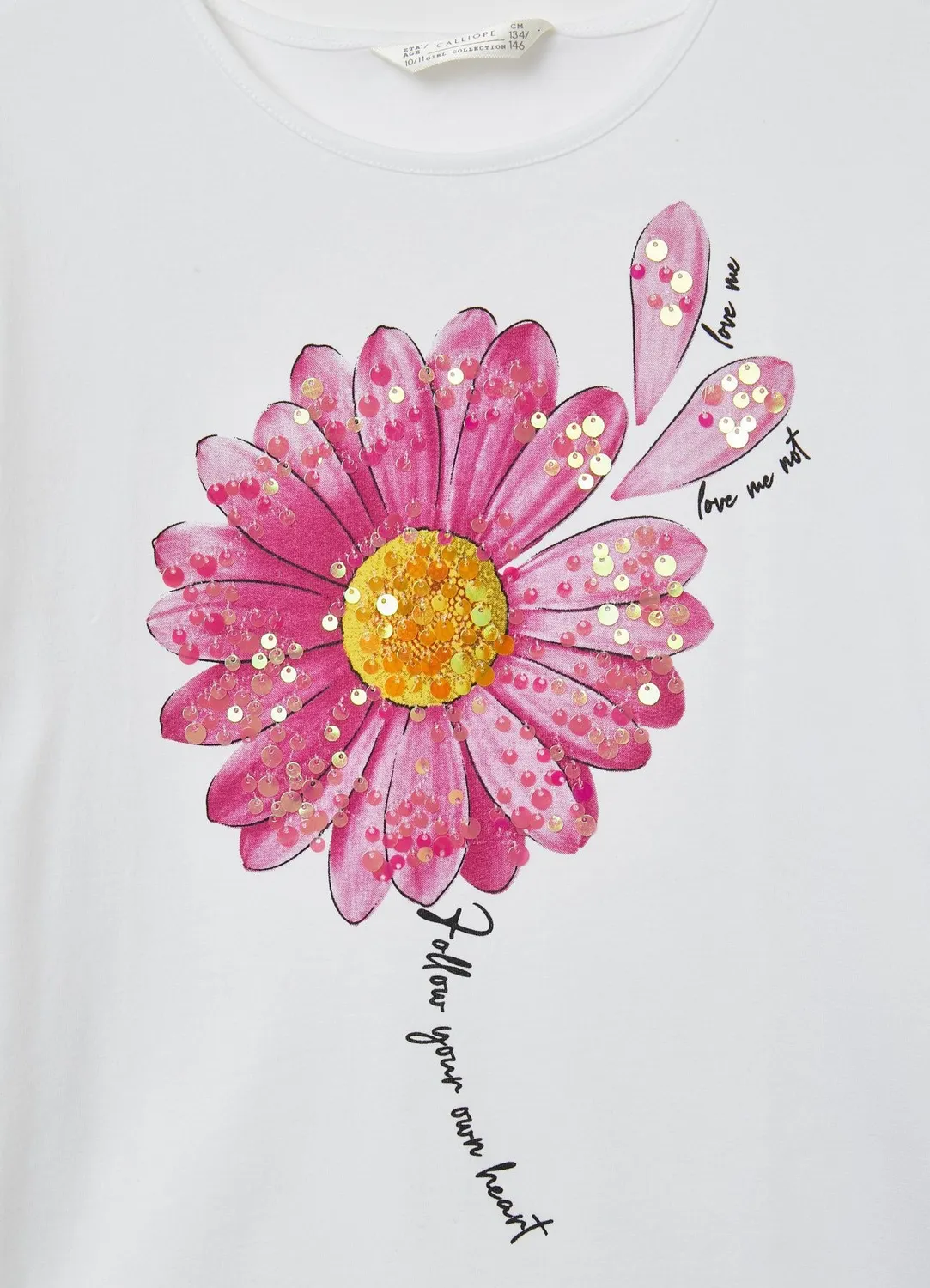 Calliope t-shirt fleur fille 6-7 ans coton volants paillettes