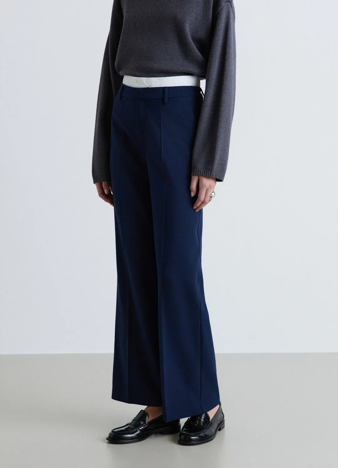 Calliope pantalon palazzo femme large pli avant