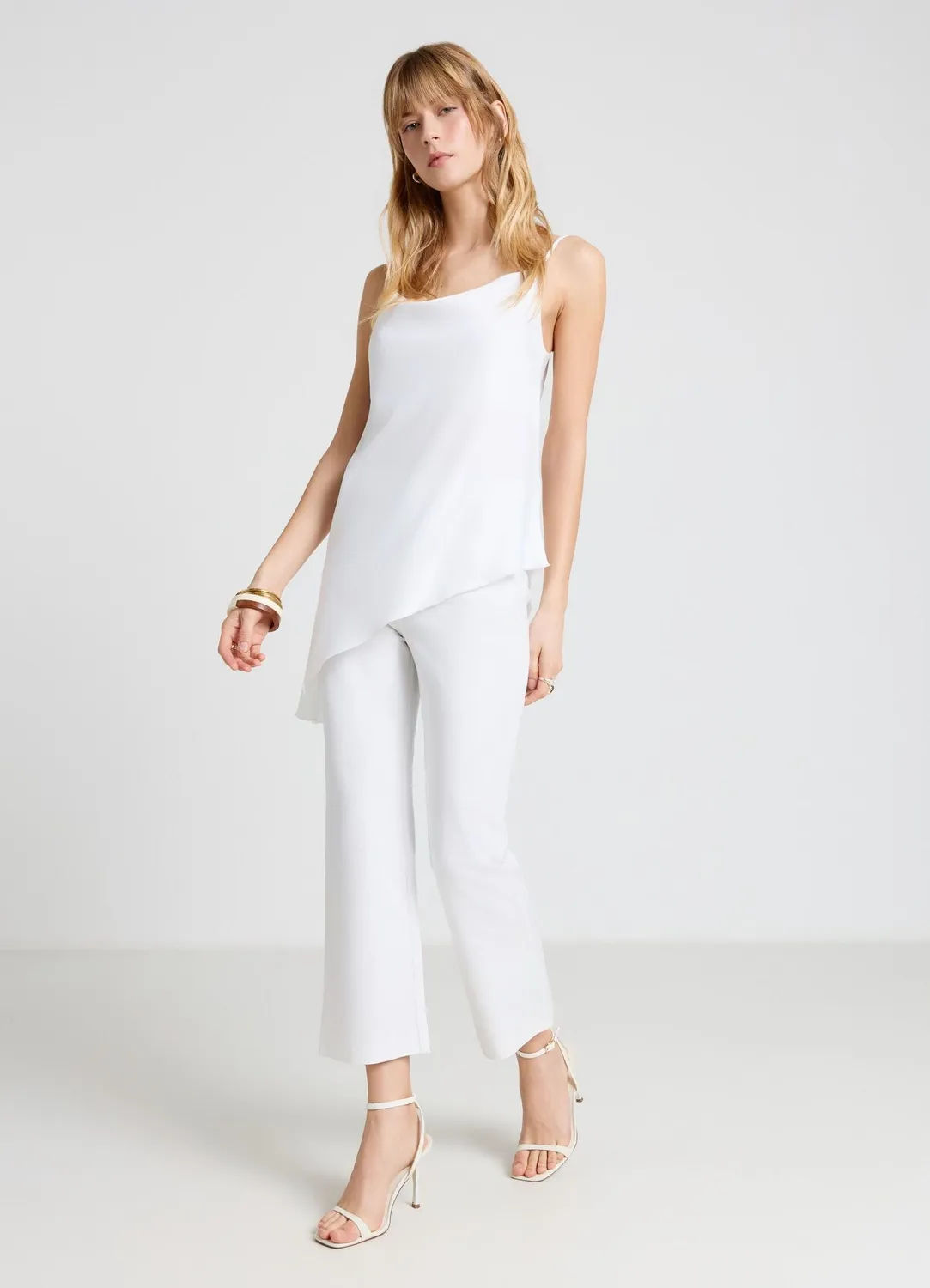 Calliope cropped flare pantalon coton uni