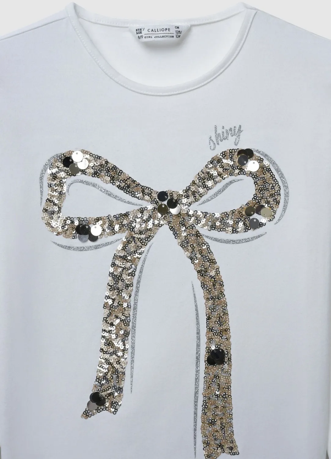 Calliope Fiocco Paillettes T-shirt fille manches longues nœud