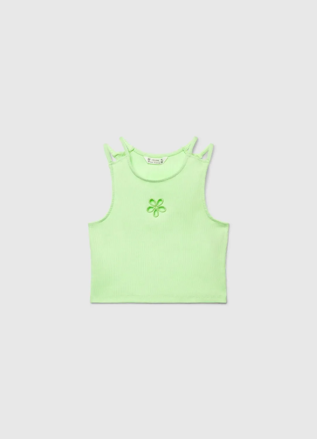 Calliope Top à côtes fille broderie fleur