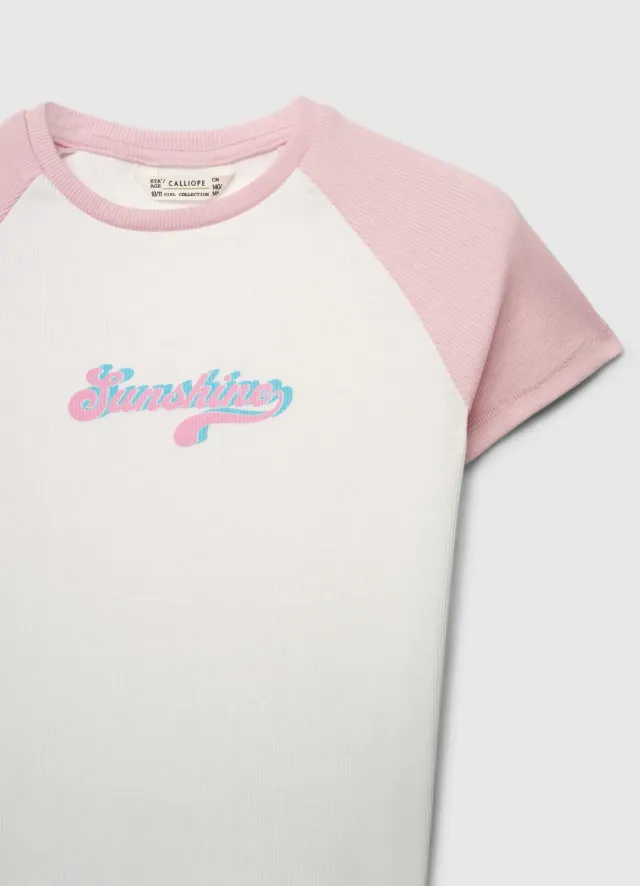 Calliope T-shirt fille manches courtes à texte col rond