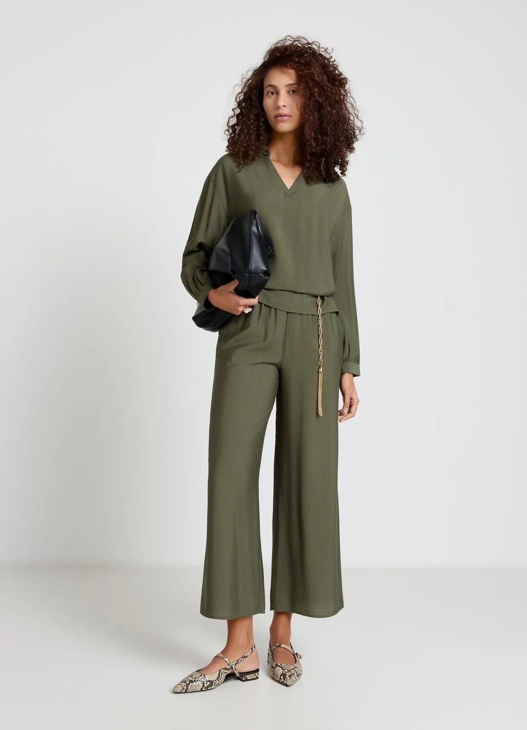 Calliope palazzo pantalon large uni taille haute
