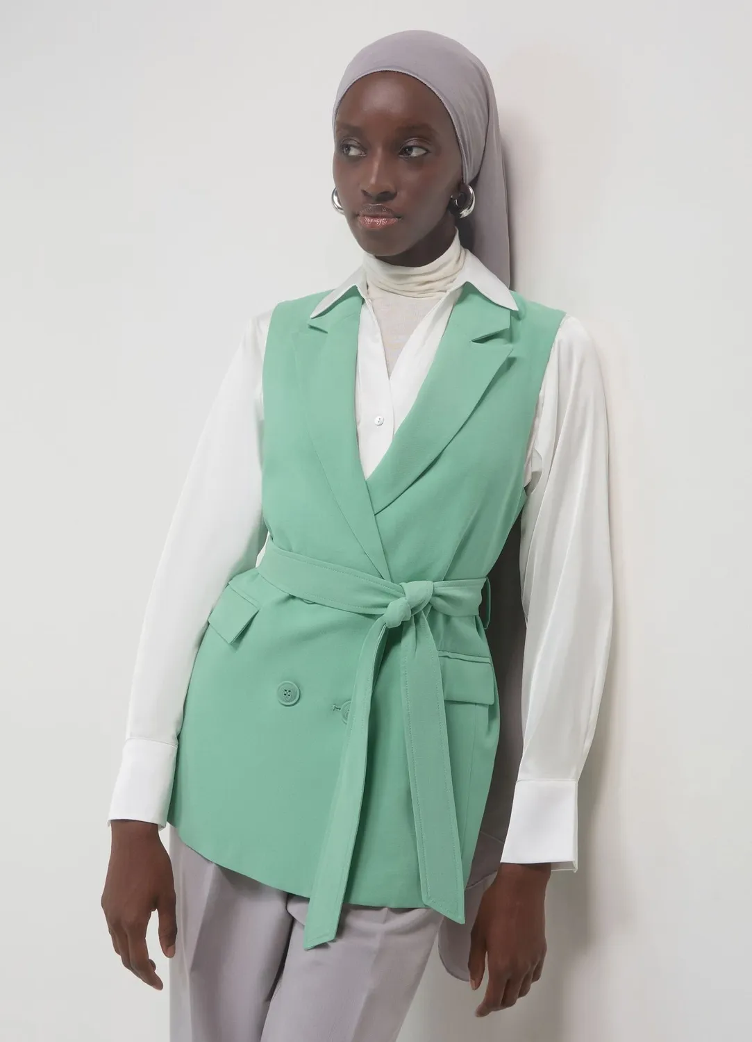 Calliope gilet double boutonnage femme avec ceinture