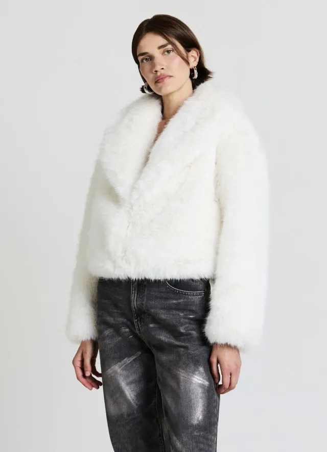 Calliope manteau crop fausse fourrure femme soir