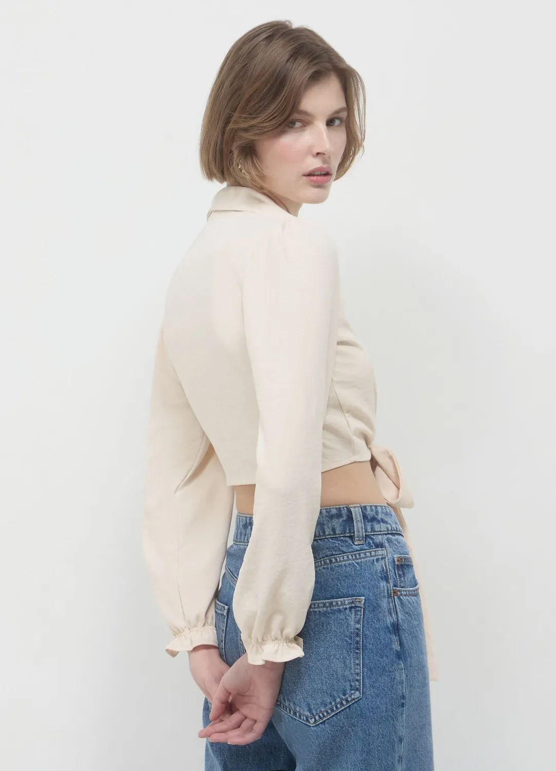 Calliope chemise crop nouée femme manches longues