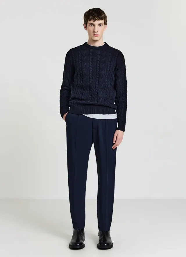 Calliope Tresses pull homme col rond à torsades