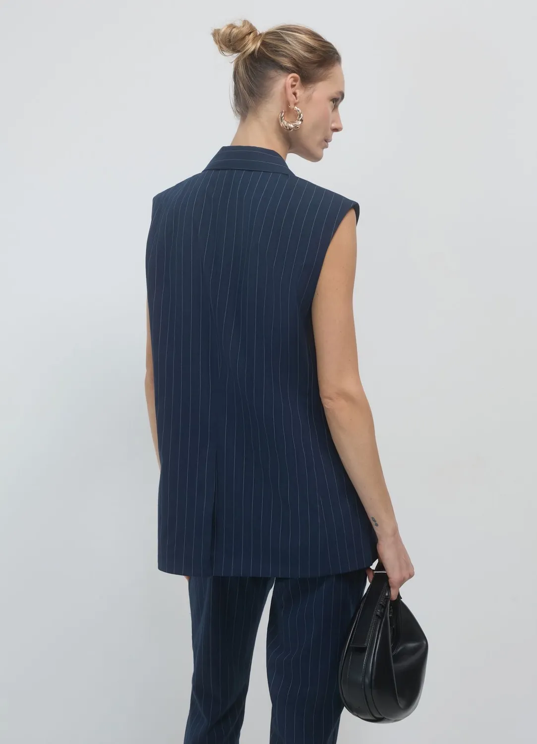 Calliope gilet tailleur rayé 2 boutons femme