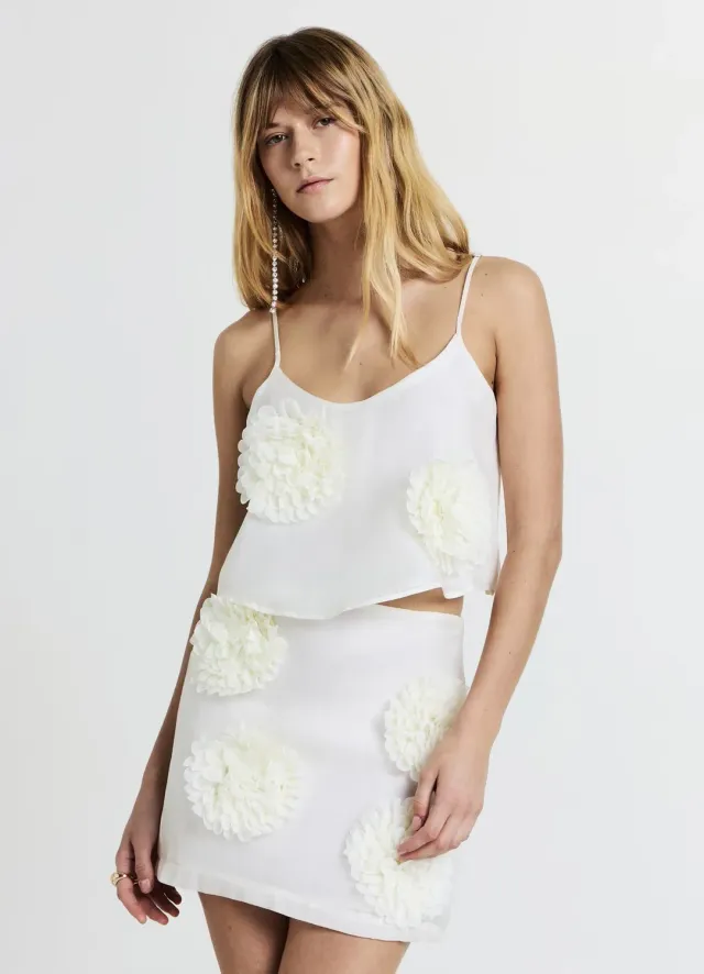 Calliope minijupe fleurs appliquées femme zip
