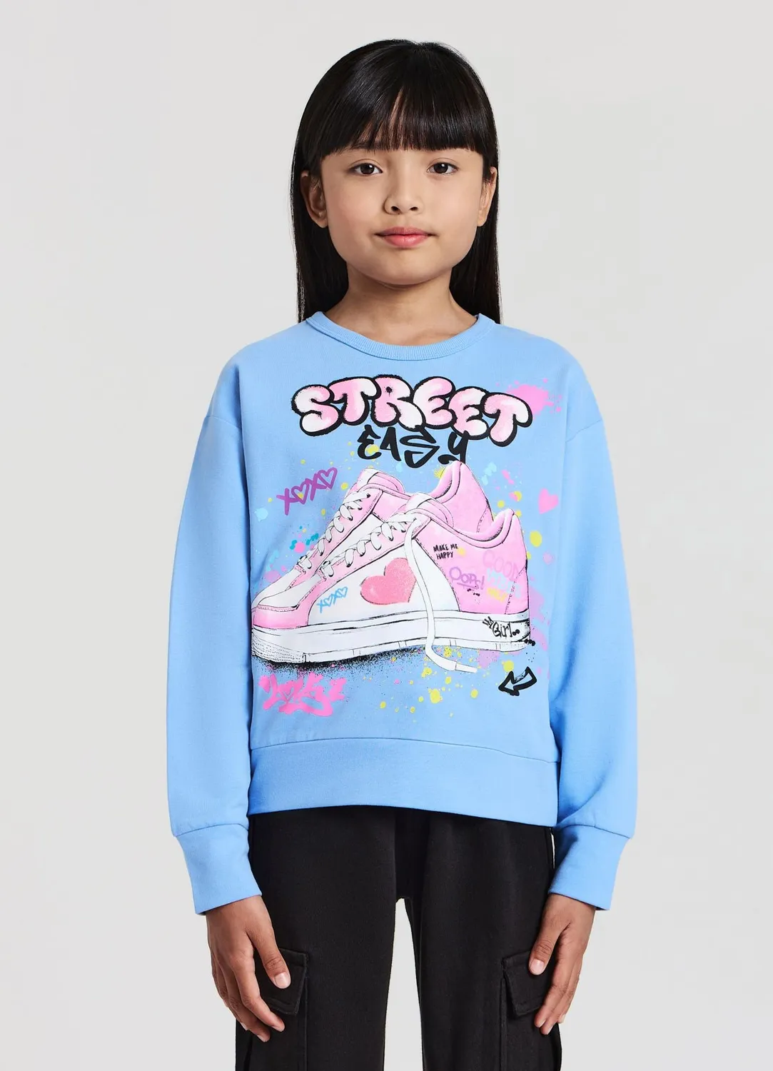 Calliope sweat imprimé fille manches longues 4-5 ans coton