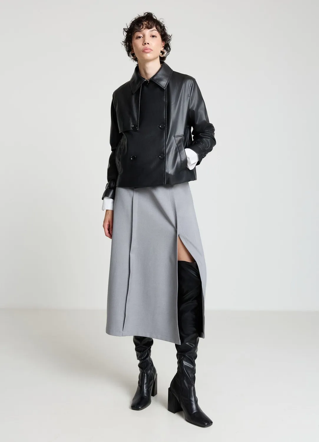 Calliope trench court similipelle double boutonnage