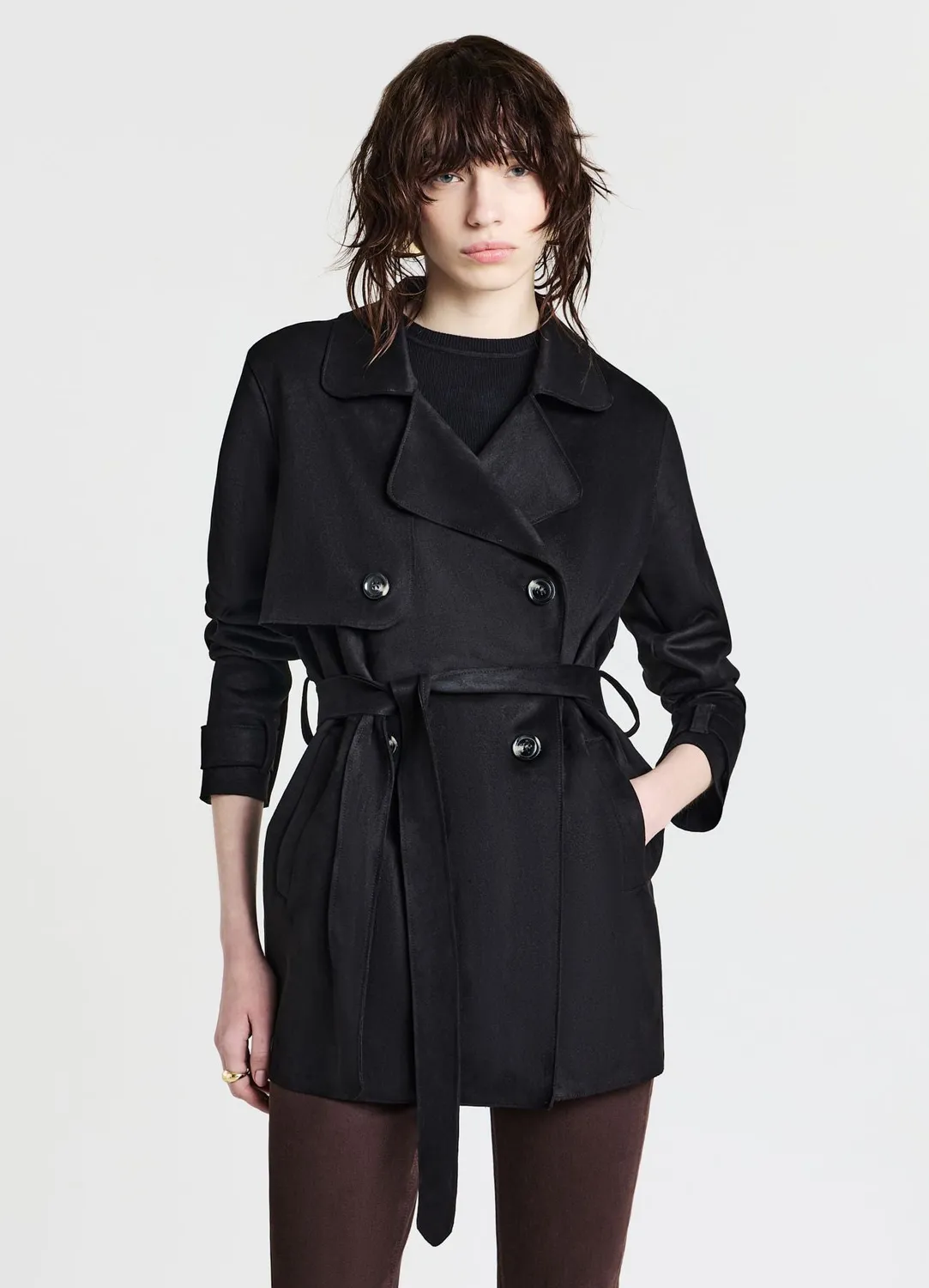 Calliope Trench femme simili daim ceinture