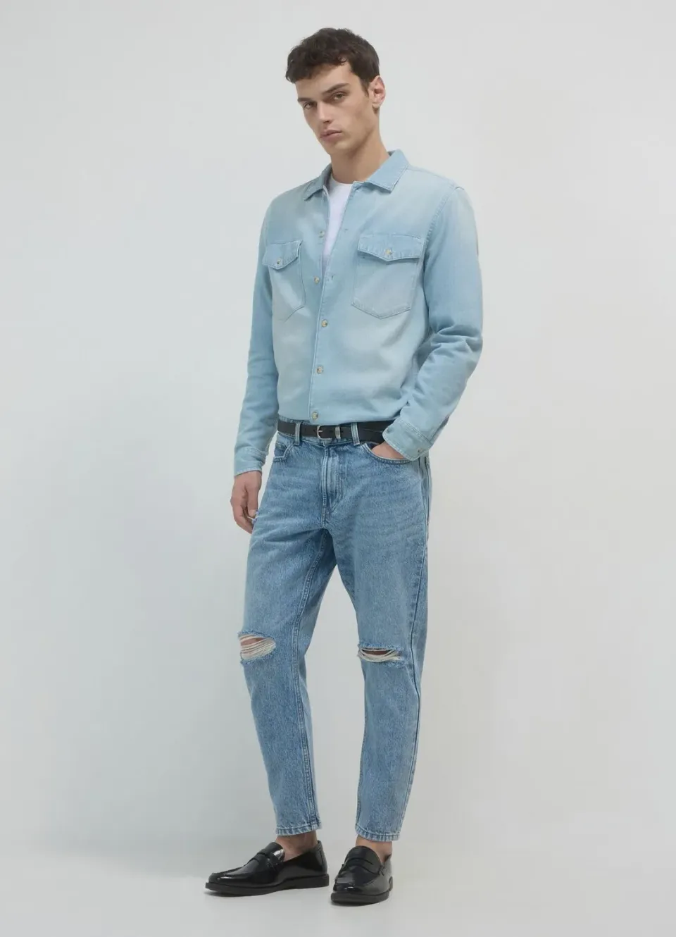 Calliope jean cropped déchiré homme 5 poches