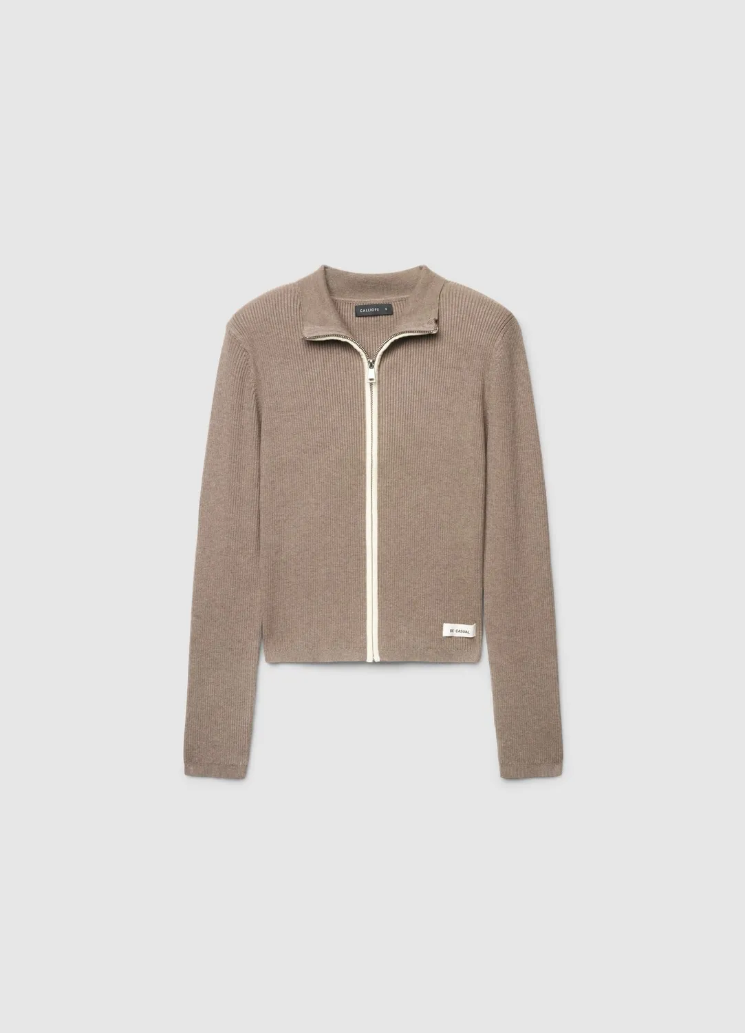 Calliope cardigan zippé femme côtes col montant