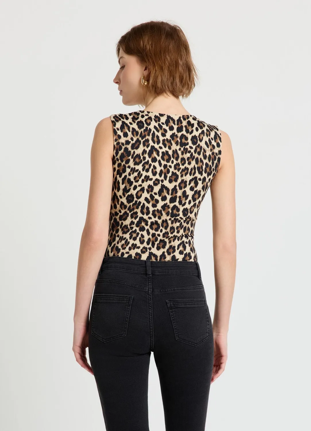 Calliope body femme col carré imprimé animal
