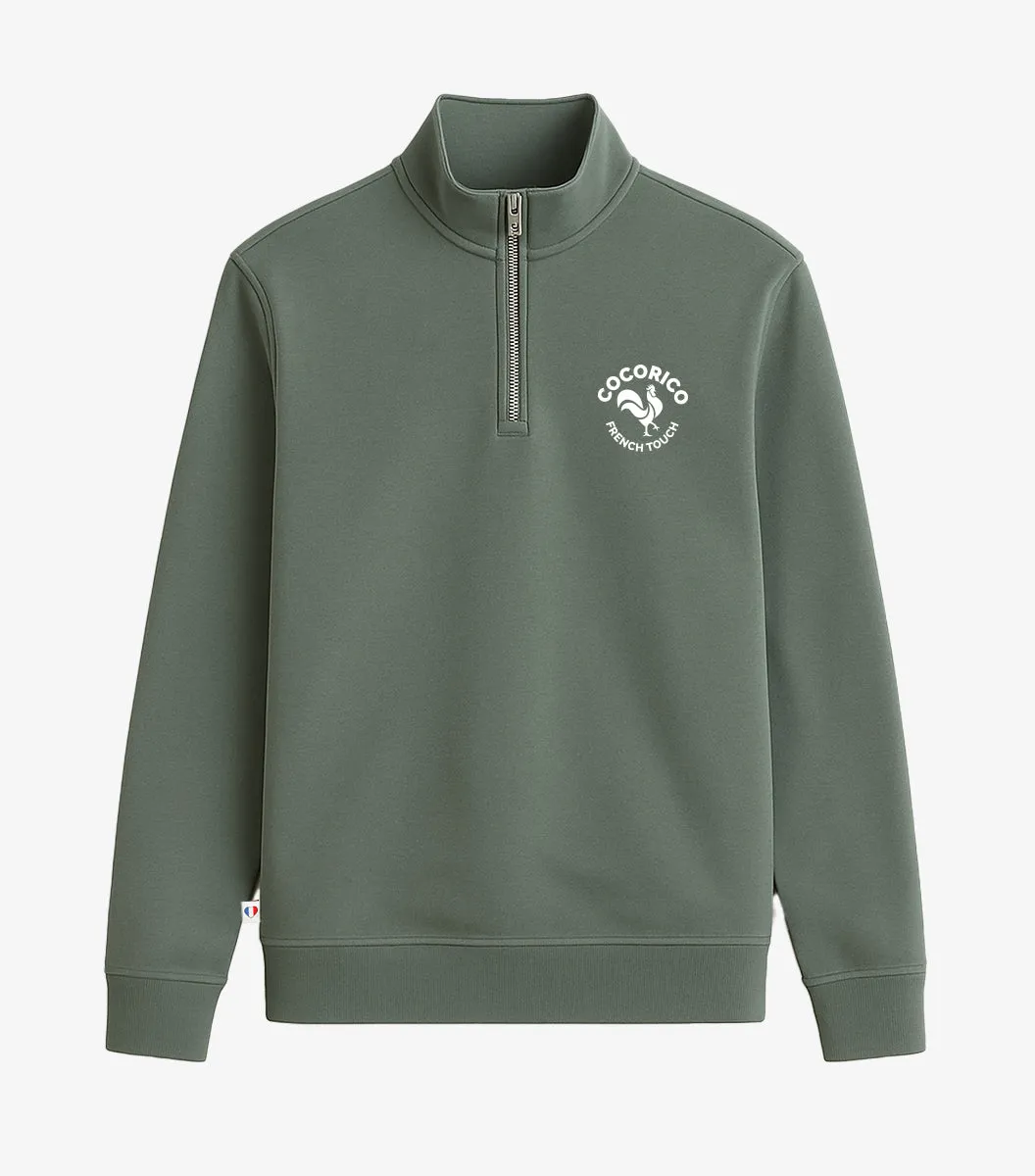 Cocorico Camionneur Coq Français sweat homme sauge molleton