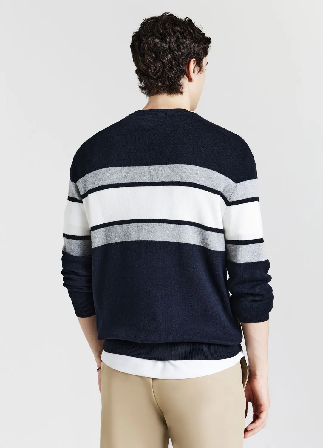 Calliope pull col rond à rayures homme manches longues
