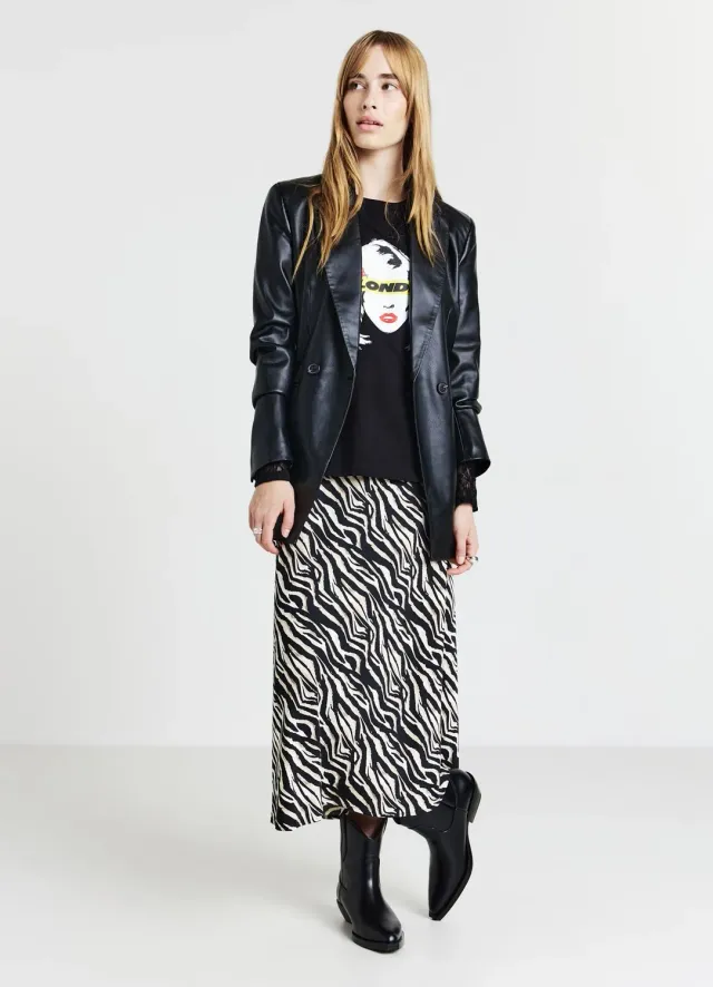 Calliope jupe midi femme satin animalier