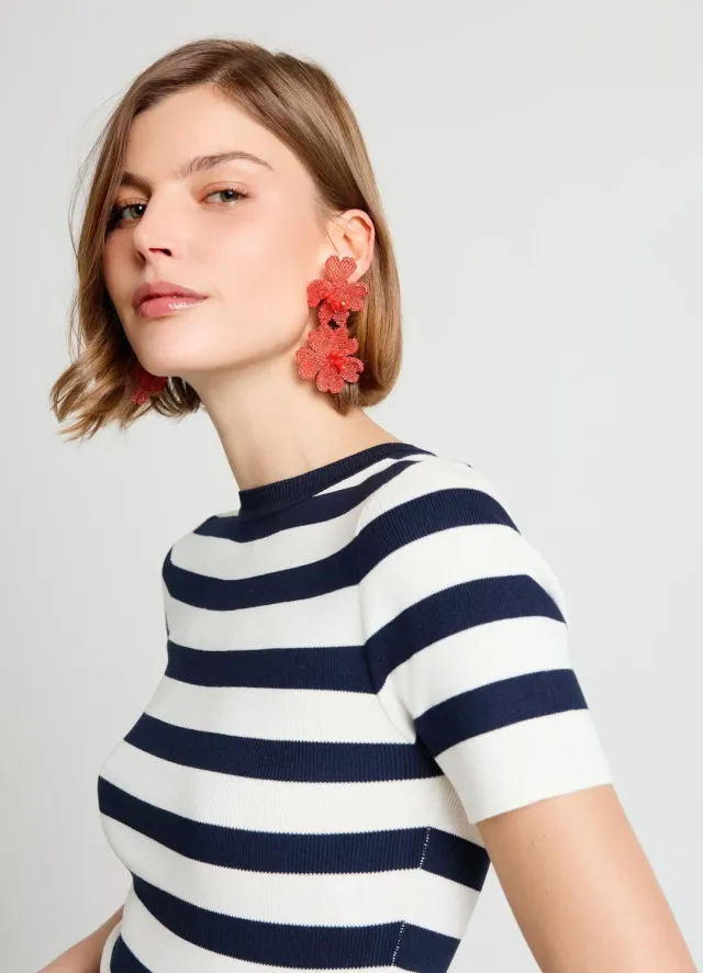 Calliope boucles d'oreilles pendantes fleurs en perles TU