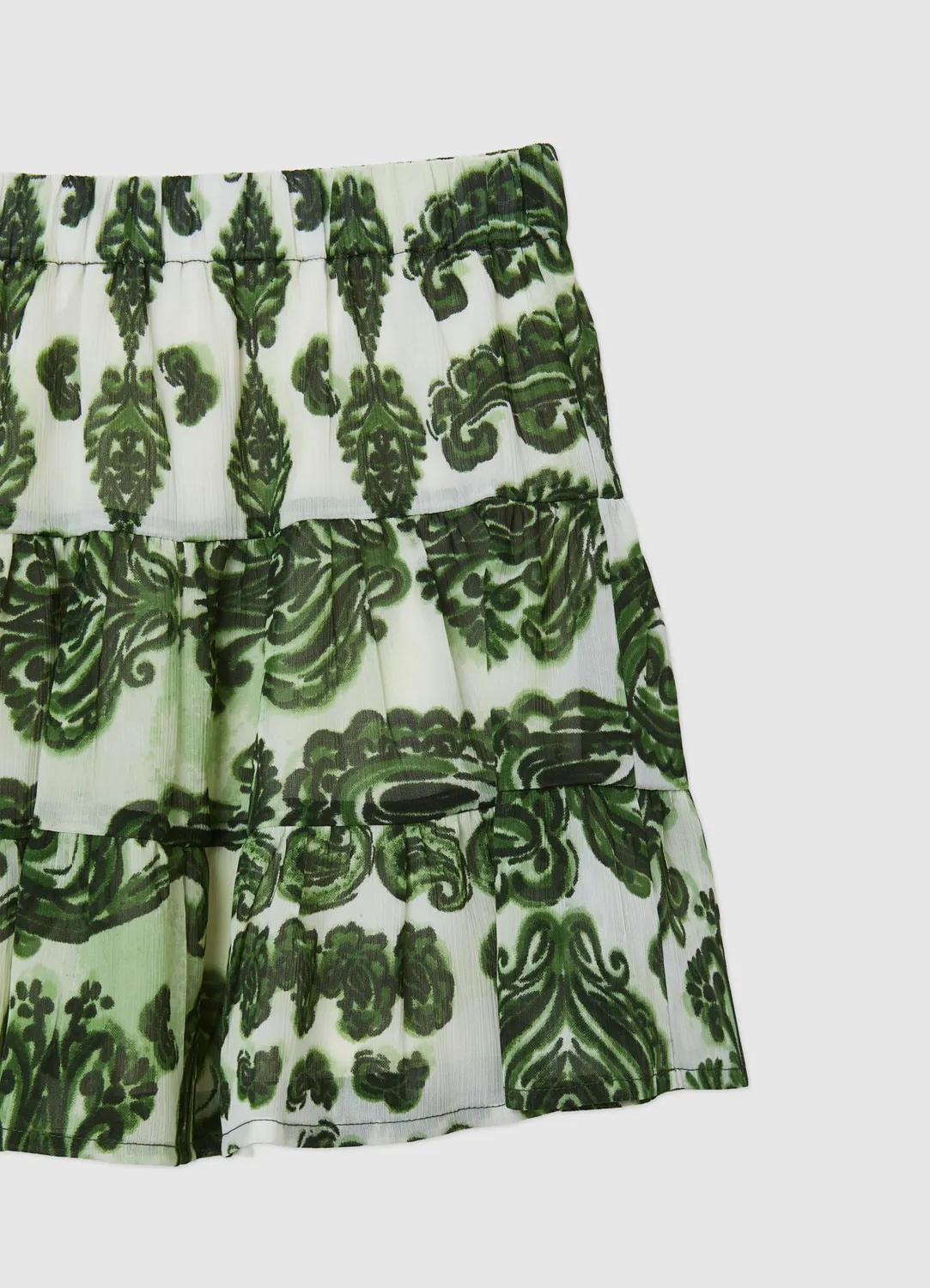 Calliope jupe courte volants imprimé paisley élastique