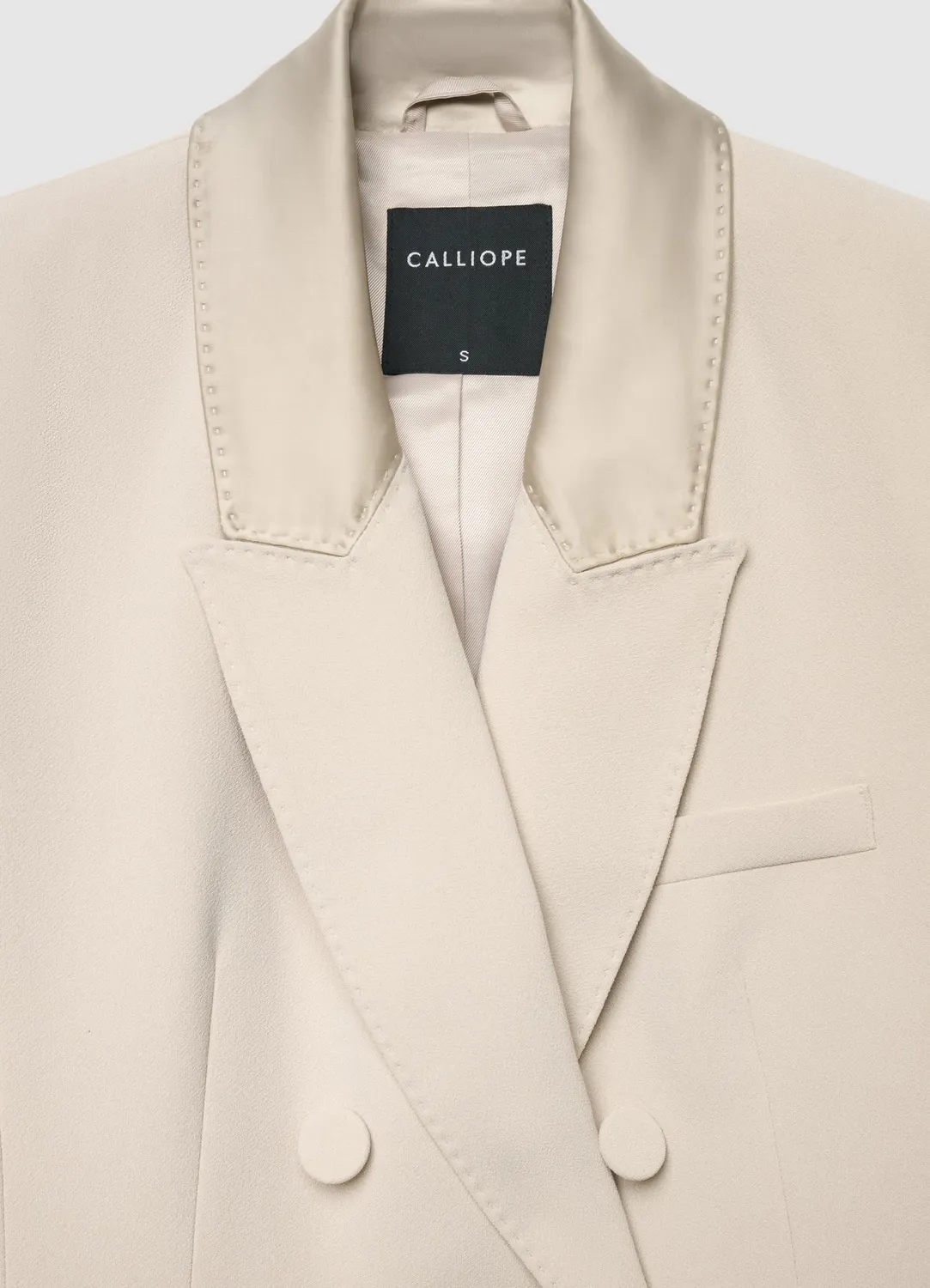 Calliope Veste double boutonnage revers satin femme cérémonie
