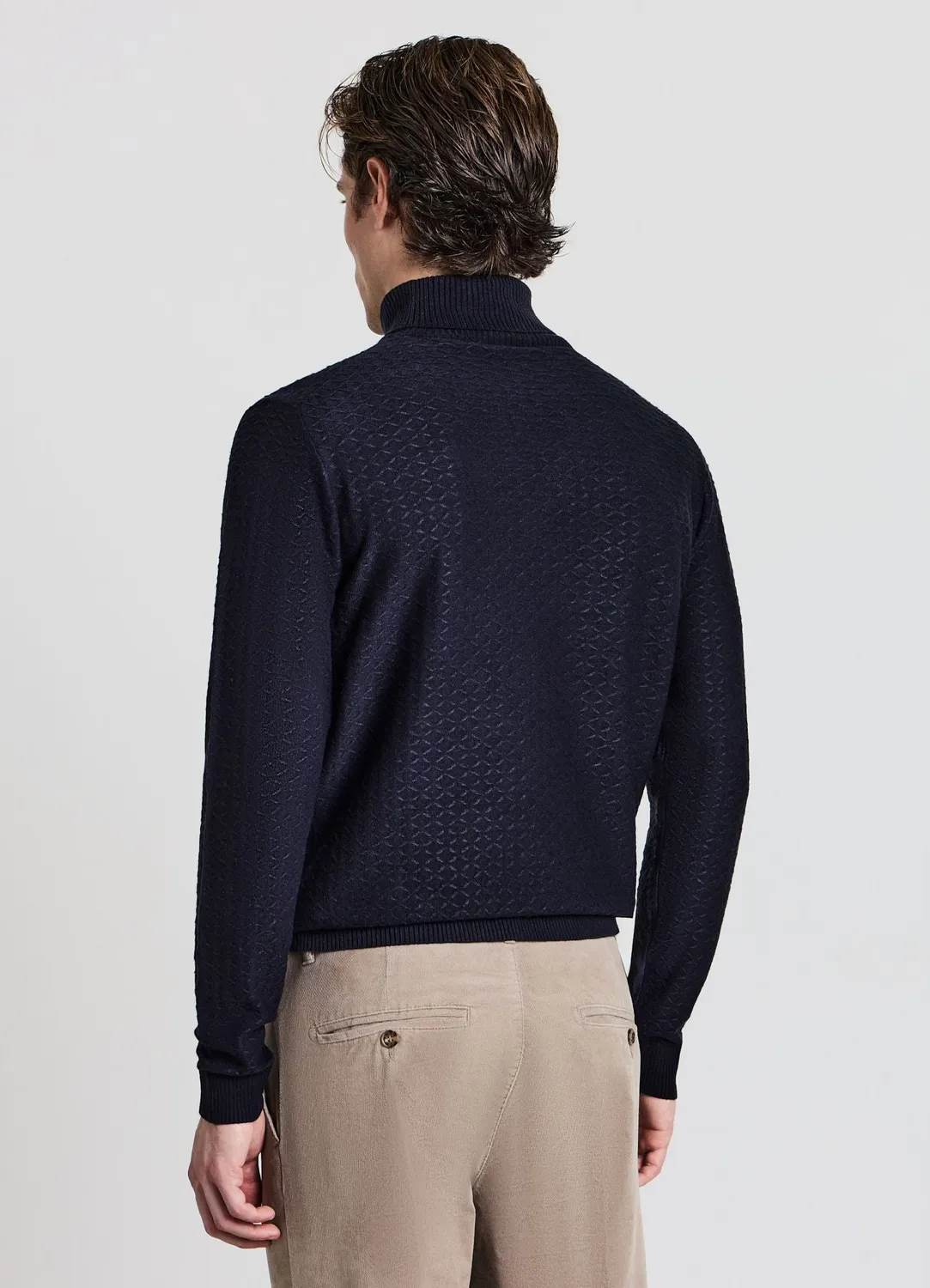Calliope pull col roulé homme maille géométrique