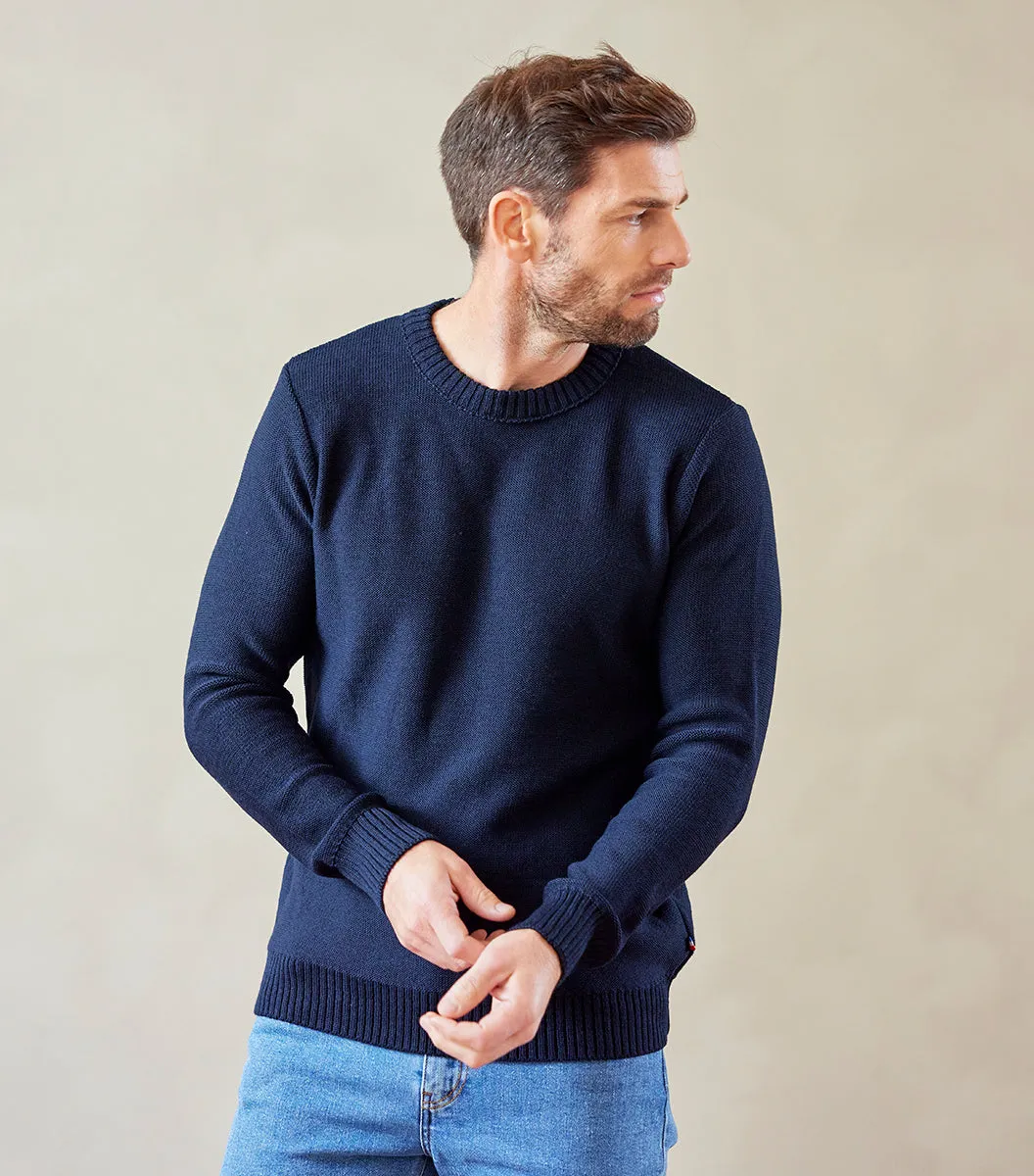 Cocorico pull homme marine laine mérinos chaud