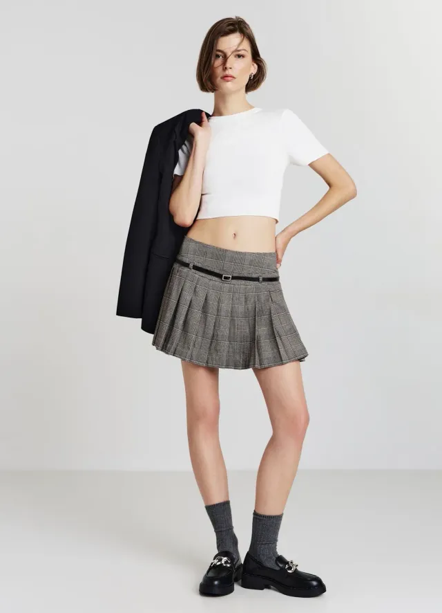 Calliope jupe-short plissée prince-de-galles femme