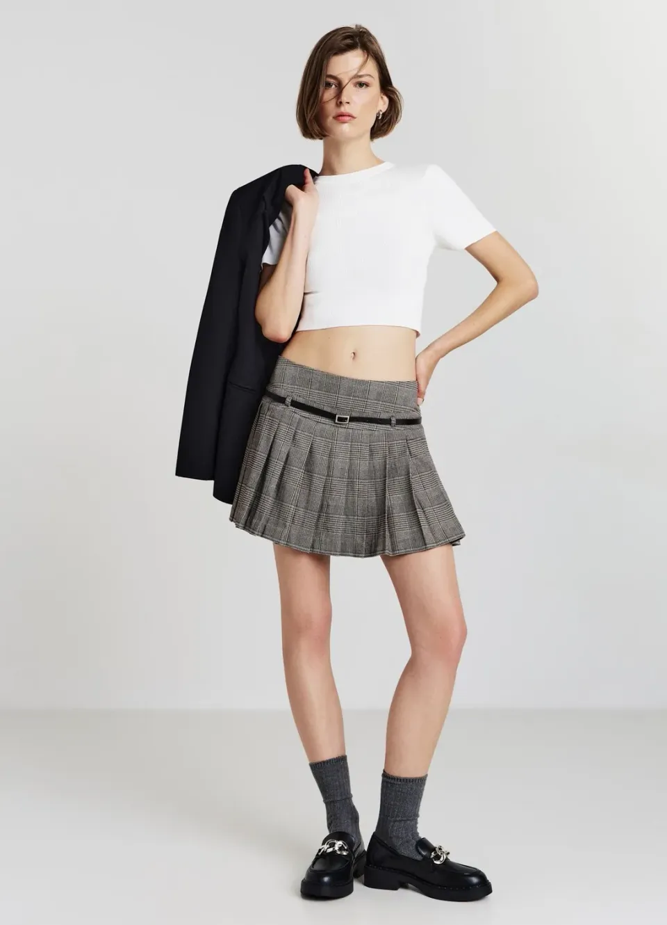 Calliope jupe-short plissée prince-de-galles femme
