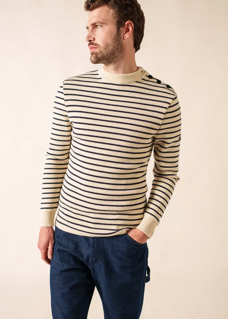 Saint James Matelot pull marin écru marine pur laine