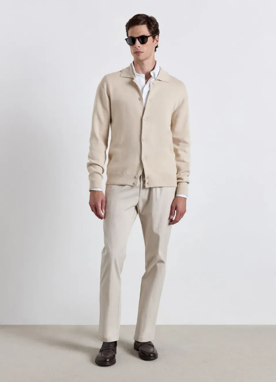 Calliope Cardigan col chemise homme boutons uni