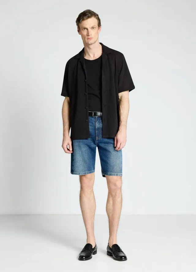 Calliope short denim homme baggy 5 poches délavé