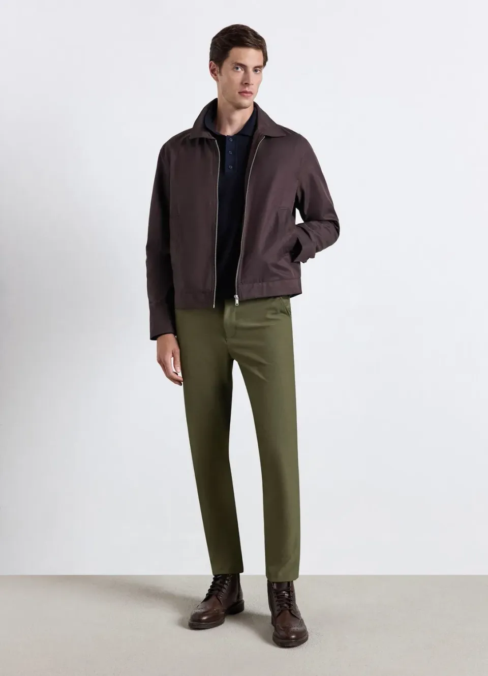 Calliope polo homme manches longues uni texturé