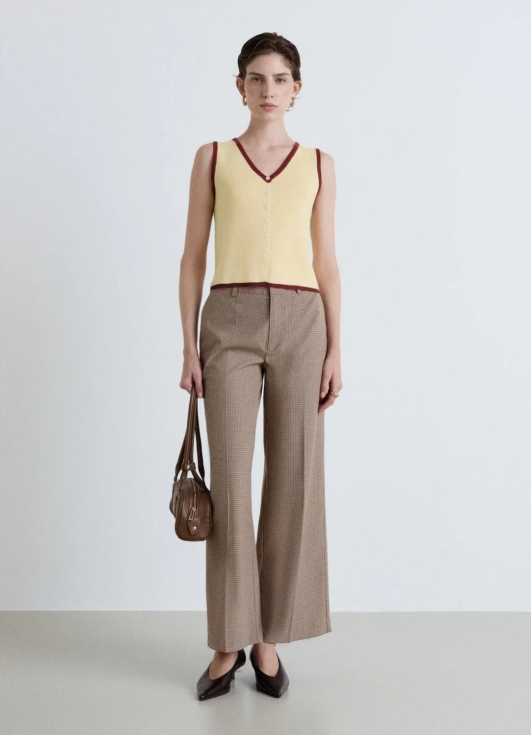Calliope pantalon à carreaux jambe large femme