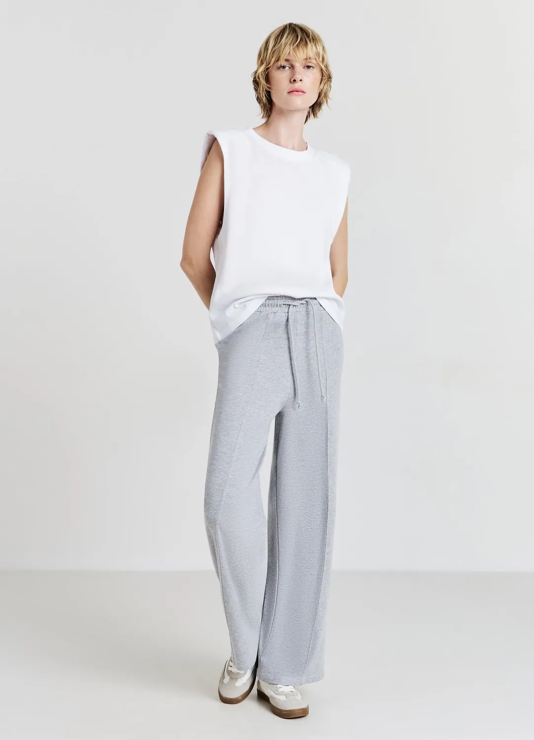 Calliope Palazzo pantalon jogging large femme taille élastique