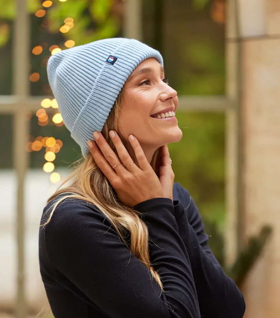 Cocorico Ciel bonnet bleu ciel laine mérinos