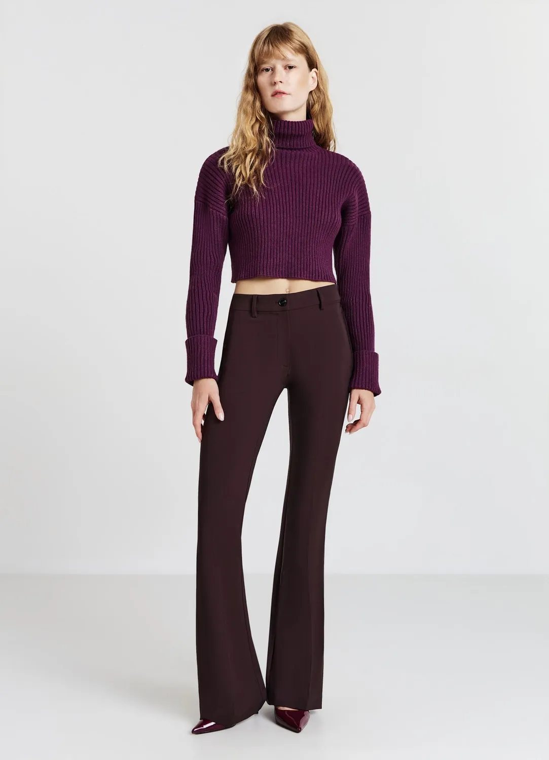 Calliope pull col montant femme côtes manches longues