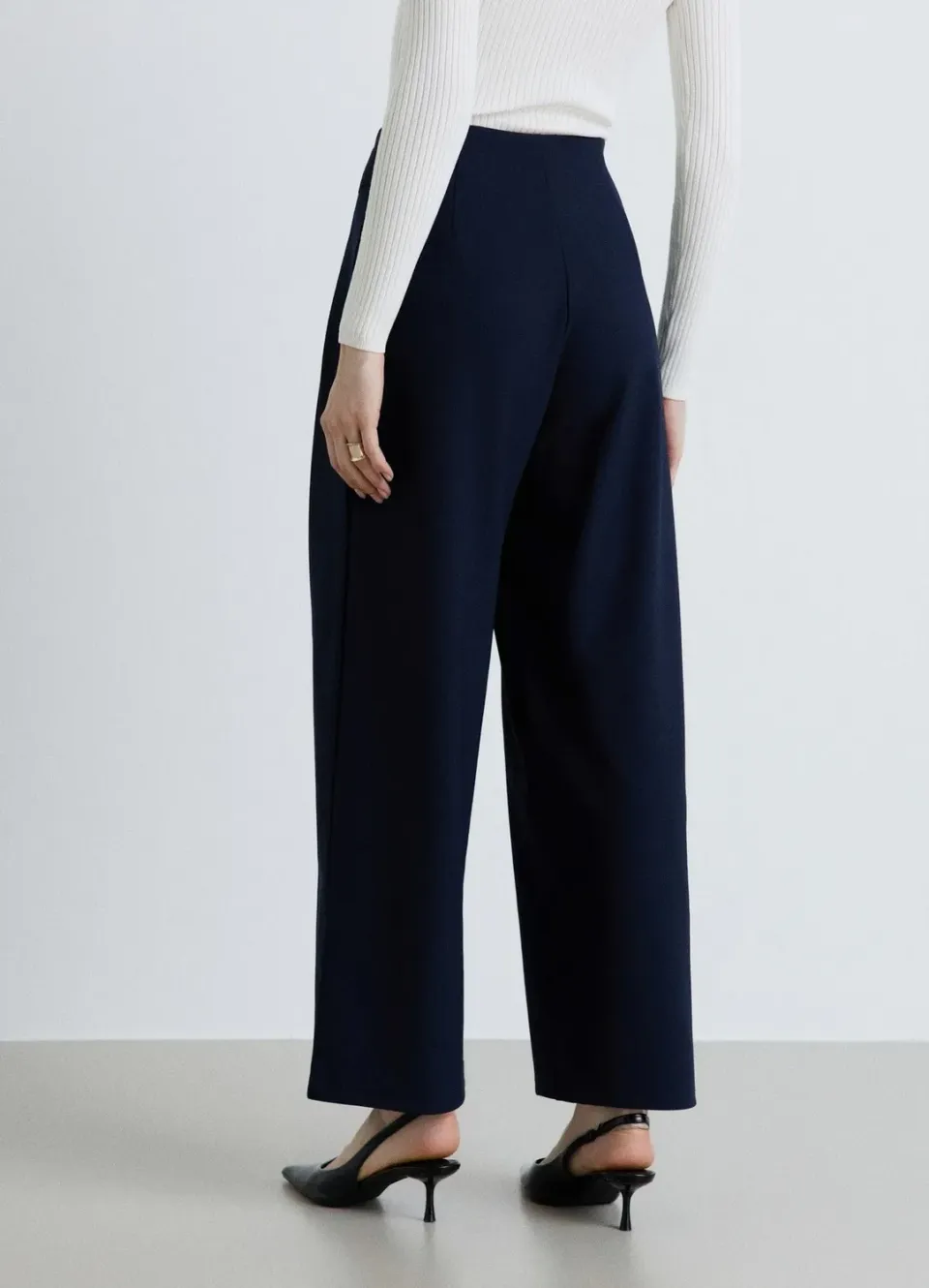 Calliope Pantalon palazzo uni femme taille haute