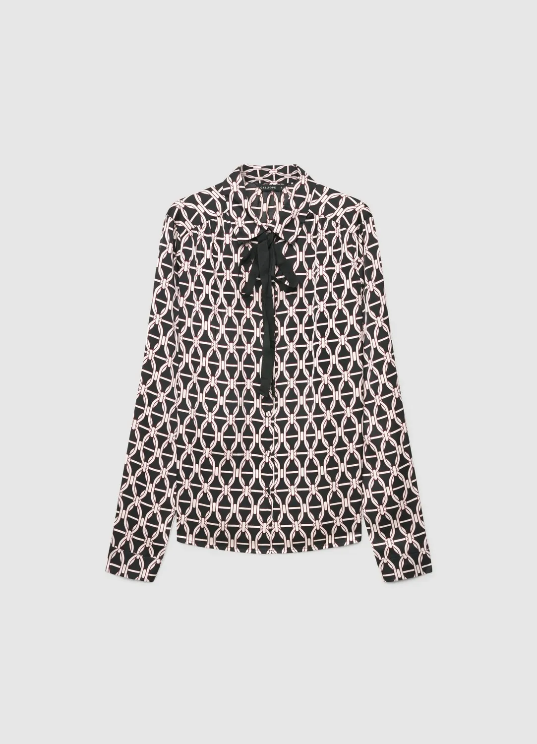 Calliope chemise satin imprimé géométrique lavallière