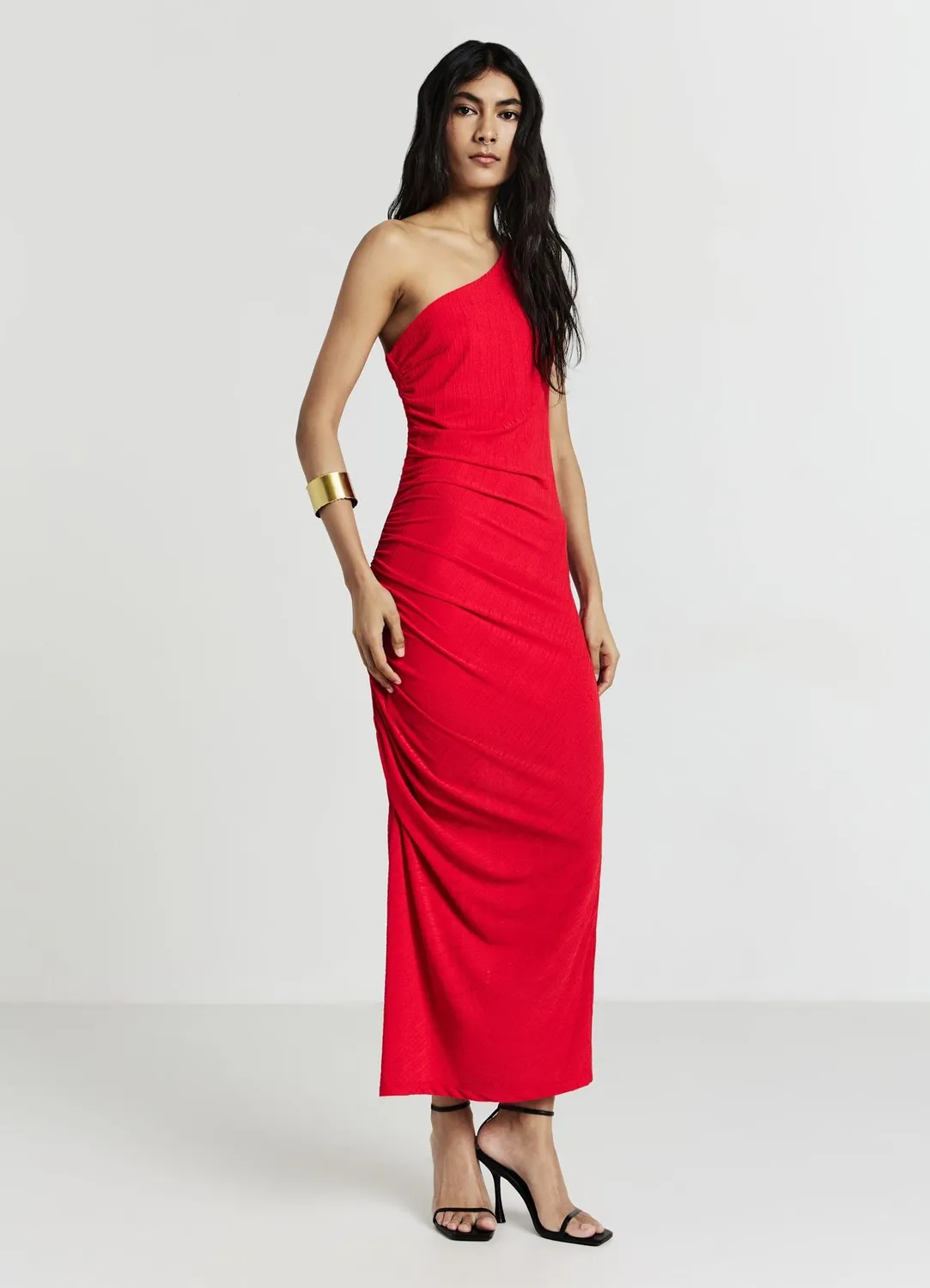 Calliope Atelier robe longue monospalla froncée femme