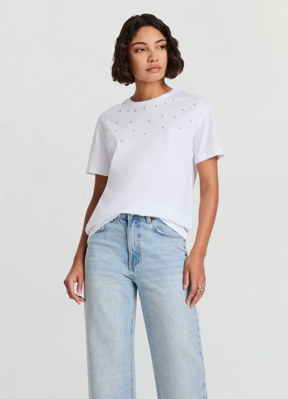 Calliope t-shirt perles et strass femme col rond